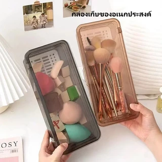 Crystal กล่องเก็บช้อนส้อม แบบใส พร้อมฝาปิด กล่องเก็บช้อนส้อม กล่องเก็บของอเนกประสงค์ ใส+ฝาปิด+ระบายน้ำ
