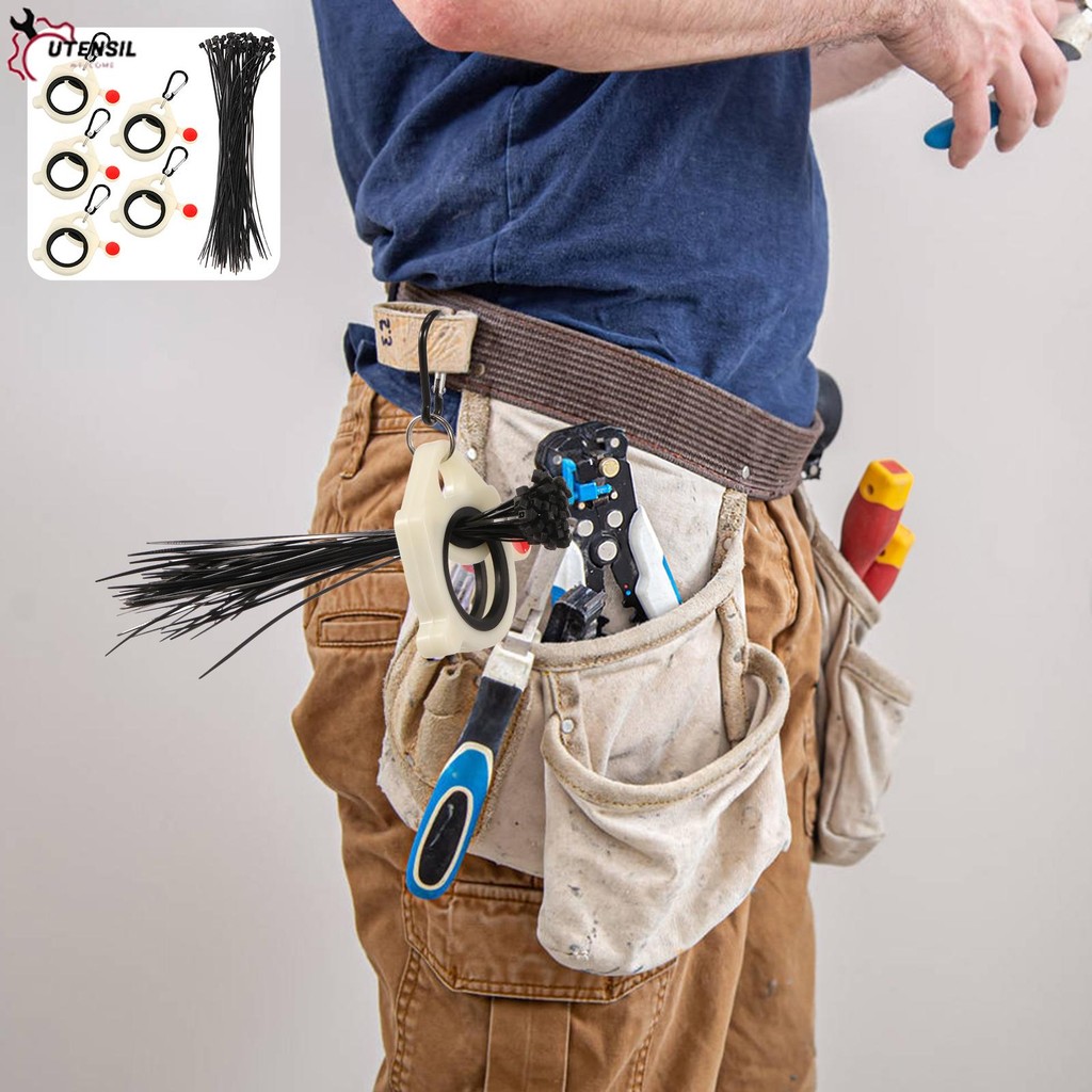 5 ชิ้น Zip Tie Organizer 50 Zip Ties พลาสติกสายผูก Luminous Cable Tie Holder Organizer SHOPSBC0438