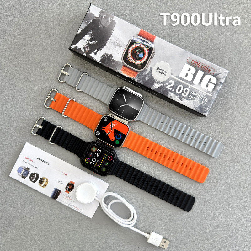 สมาร์ทวอท์ช T900 ultra 49 มม.2.02 นิ้ว full HD หน้าจอกีฬานาฬิกาบลูทูธ GPS fitness tracker คู่นาฬิกา iOS Android ผู้ชายไร้สาย B65N