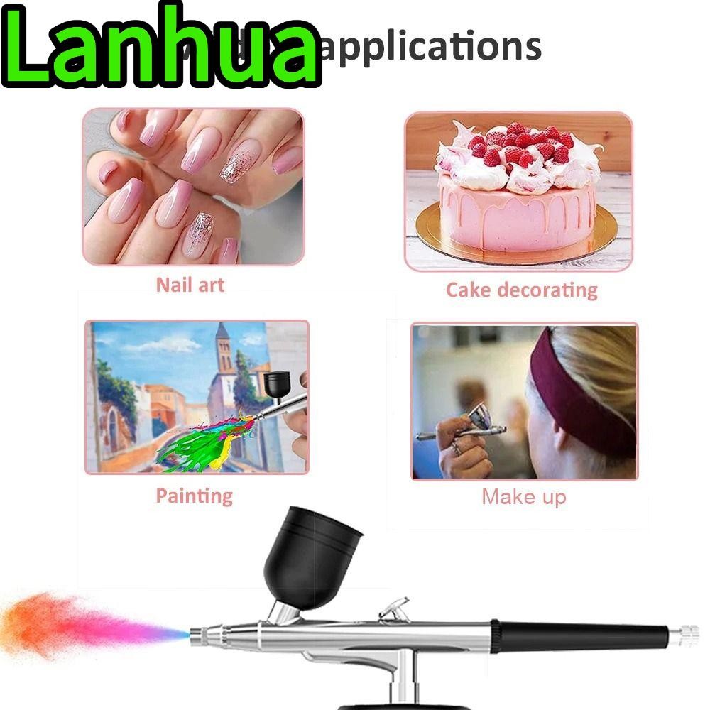 Lanhua เครื่องพ่นสีเล็บแบบมือถือ หัวฉีดออกซิเจน ทนทาน สำหรับงานศิลปะเล็บและแต่งหน้า