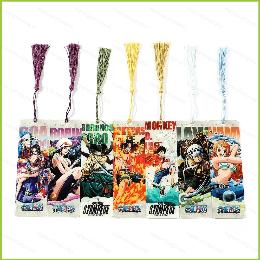 YT4 One Piece อะนิเมะอะคริลิค Tassels บุ๊คมาร์คของขวัญสําหรับเด็กของที่ระลึกคอลเลกชัน