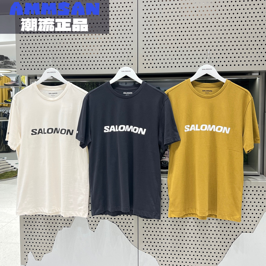 Salomon Pure Cotton All-Match Tee ลายโลโก้ อินเทรนด์สำหรับกลางแจ้ง แขนสั้น รอบคอดีไซน์สบาย