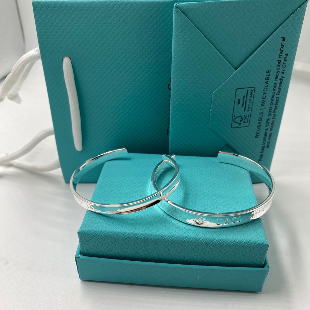 T Home สร้อยข้อมือเงินSterling 925 แบบ C-shaped สไตล์ยุโรปและอเมริกัน ออกแบบโดยเครื่องจักรCNC