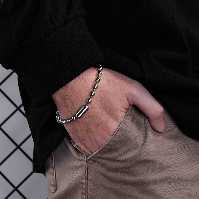 สร้อยข้อมือมินิมอลแบบ.Round Beads Chain สำหรับทุกเพศ