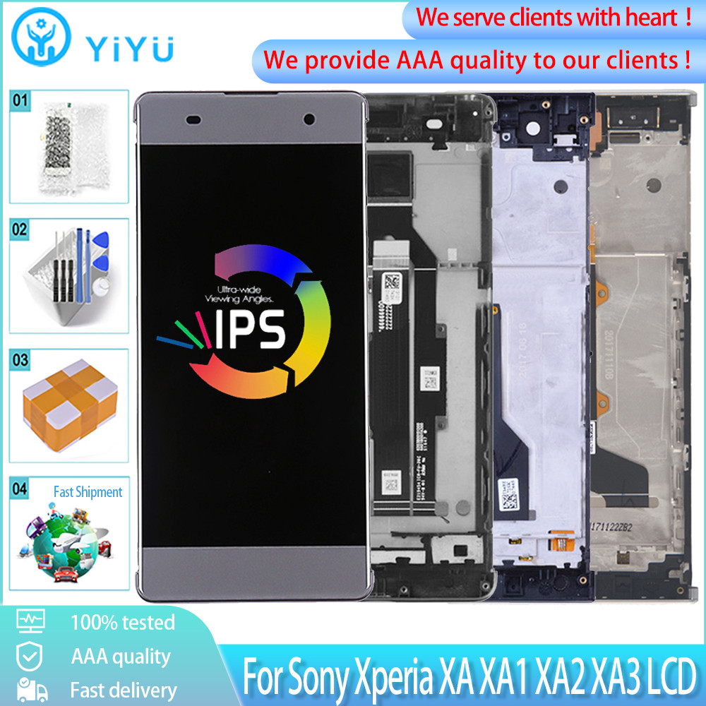 Original สําหรับ Sony Xperia XA XA1 XA2 XA3 หน้าจอสัมผัส LCD กรอบ Digitizer แผงสําหรับ Sony Xperia 1