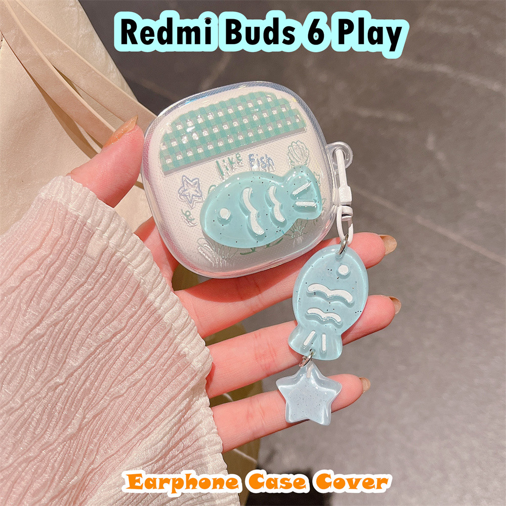 คุณภาพสูงสําหรับ Redmi Buds 6 Play Case สไตล์ฤดูร้อนการ์ตูนซิลิโคนอ่อนนุ่มหูฟังกรณีปลอกฝาครอบ