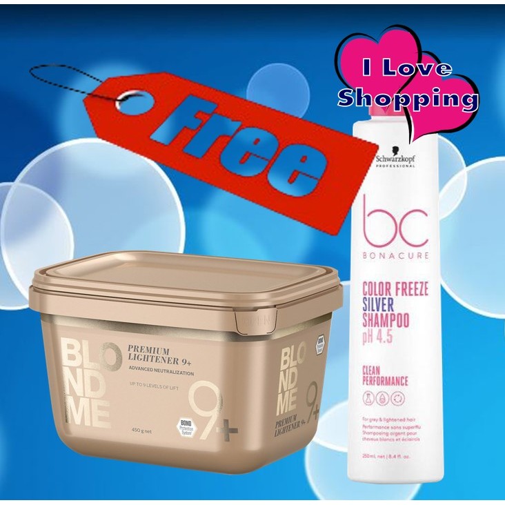 ซื้อ มี แถม Schwarzkopf Blondme Premium Lightener 9+ 450g แถม Schwarzkopf Silver Shampoo 250ml