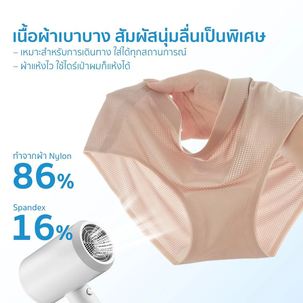 PINKKITTY แพ็ก 5 ชิ้น ป้องกันแบคทีเรีย กางเกงในไร้ขอบผู้หญิง ระบายอากาศได้ดี สวมใส่สบาย ไม่รัดแน่นสะโพกPK18 thumbnail 4