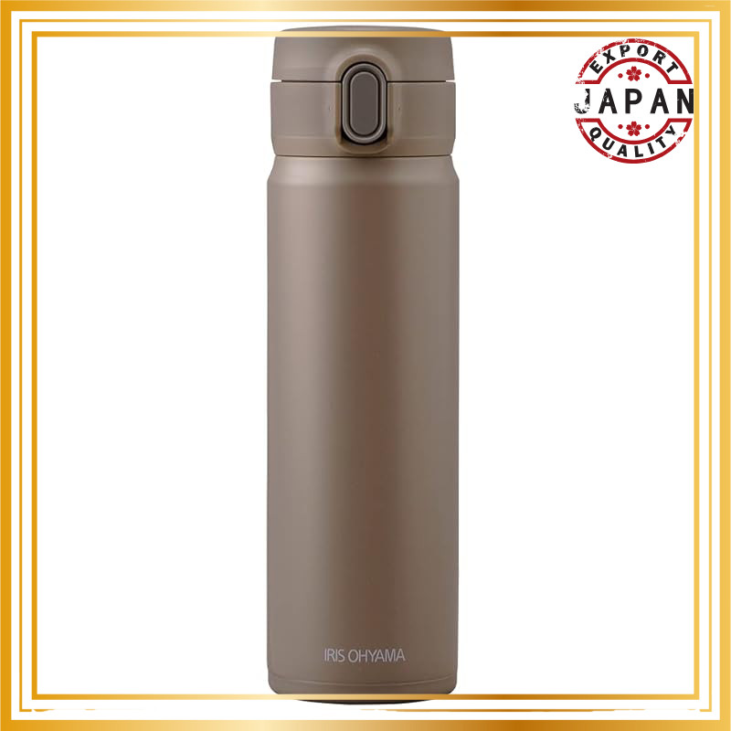IRIS OHYAMA Stainless Steel Mug Bottle 500ml, One-Touch, Single-Hand Unlock, Easy Drinking Spout, Ea