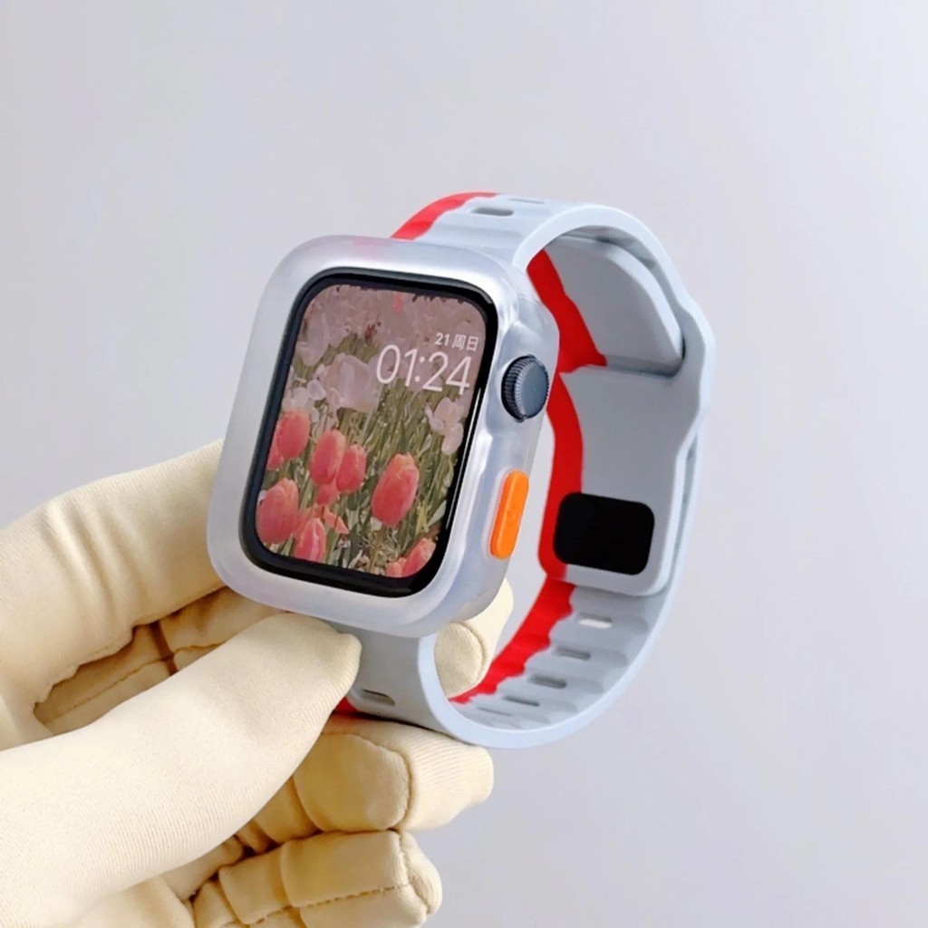 กรณี + สายซิลิโคนสร้อยข้อมือและฝาครอบสําหรับ Apple Watch Ultra 2 49 มม.44 มม.40 มม.45 มม.41 มม.I Watch Series 8 9 7 6 SE 5 4 - รูปที่ 6