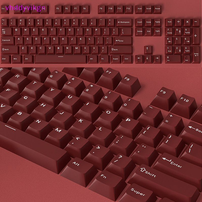 Vhdd 126 ชิ้น DIY คีย์บอร์ด Keycaps ชุด Backlit สีเดียว PBT สีชมพูสีขาวหมวกสําหรับ 61/87/104 คีย์ Cherry MX Keycap TH