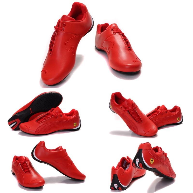 สไตล์ใหม่อินเทรนด์ PM Co-Branded Ferrari สไตล์ของแท้หนัง Racing รองเท้า Unisex หนังแท้แฟชั่น All-Match น้ําหนักเบาสวมใส่