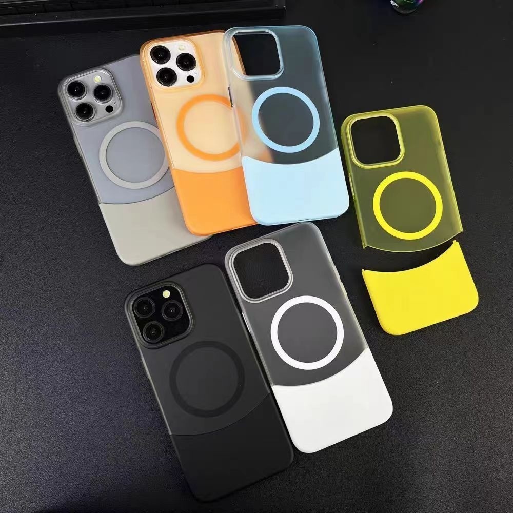 หรูหรา ประกบกัน ที่ถอดออกได้ 2 ใน 1 เคลือบ สีเคสโทรศัพท์สําหรับ ไอโฟน 15 12 13 14 มือโปร สูงสุด บวก ปลอกชาร์จแม่เหล็กกันกระแทกปกป้องอัลตร้าบาง ความละเอียดสูง ล้าง พีซี ปกหลัง