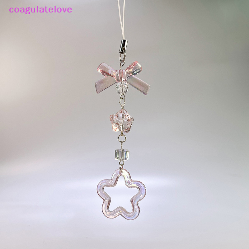 Coagulatelove Y2K สีชมพู Bowknot ดอกไม้โซ่โทรศัพท์น่ารักหวานโทรศัพท์มือถือ Lanyard พวงกุญแจ Girly สายคล้องโทรศัพท์มือถือจี้ [HOT]
