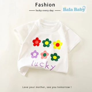 เสื้อยืดเด็ก แขนสั้น เสื้อยืดมินมอลเด็กผู้หญิง ลายดอกไม้สวยๆ Size90-120 cm DXT52