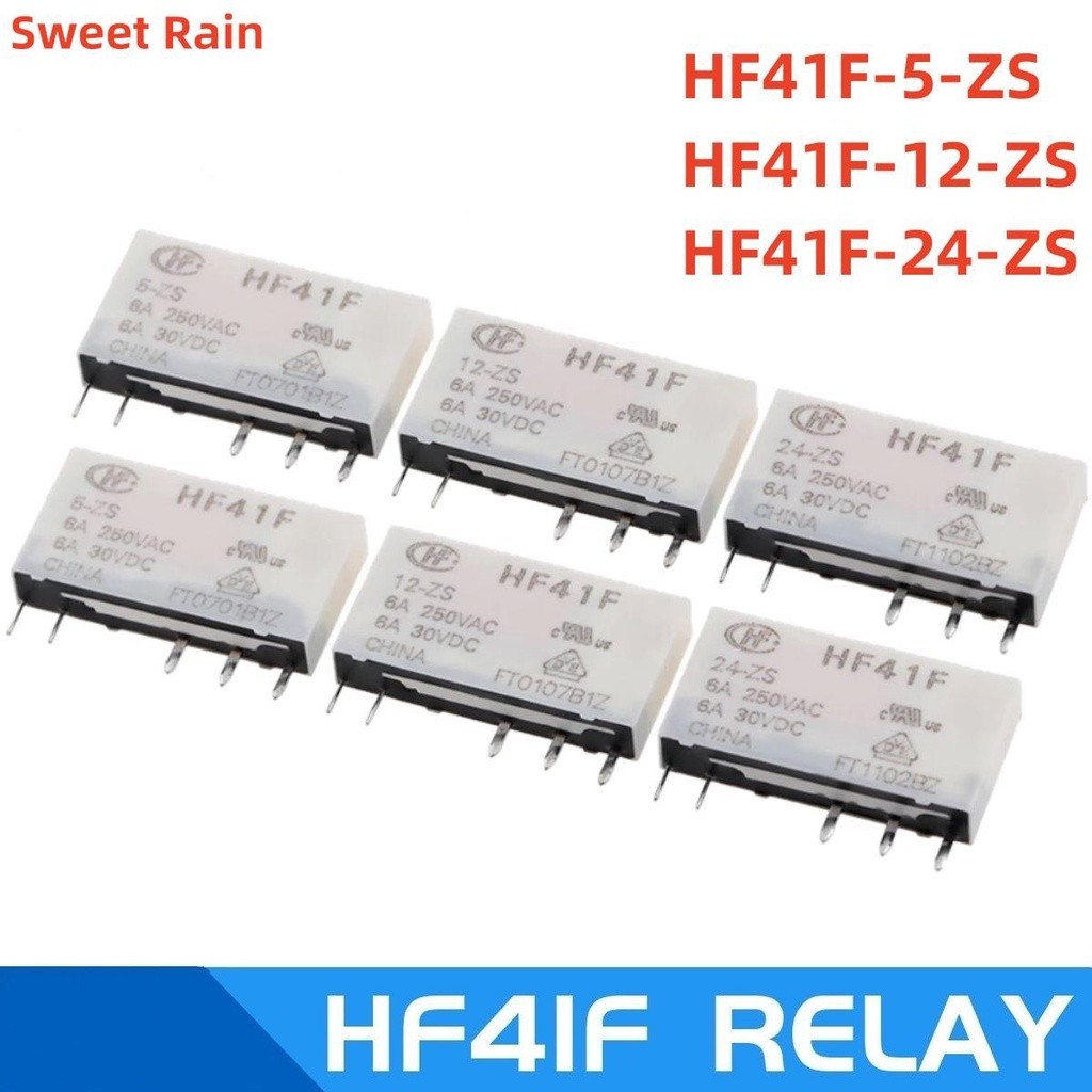 ✸10Pcs New HF relay HF41F-5-ZS HF41F-12-ZS HF41F-24-ZS HF41F 5V 12V 24V ZS Ultra thin power relay 5