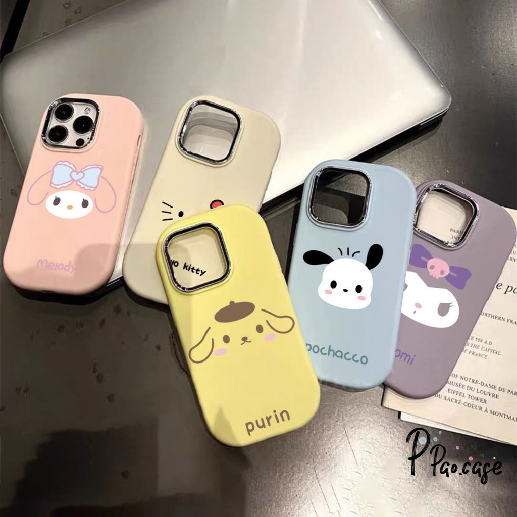 เคสฮัลโหลคิตตี้คุโรมิเมโลดี้เข้ากันได้กับ iPhone 16 15 13 8 7 Plus 11 12 7 Plus 14 Pro Max X XR XS Max ฝาครอบเปลือกอ่อน