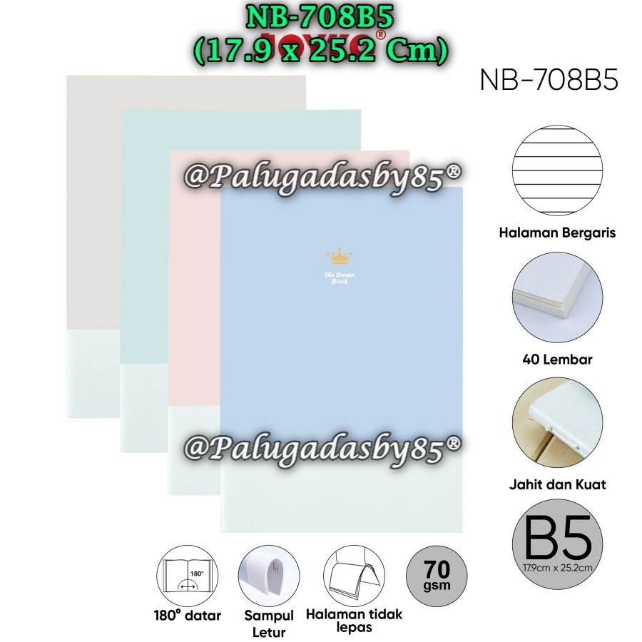 (1 ชิ้น) JOYKO NB-708B5 B5 Notebook 40 แผ่น CAN CHOOSE COLOR / Joyko NB 708B5 Ruled Notebook