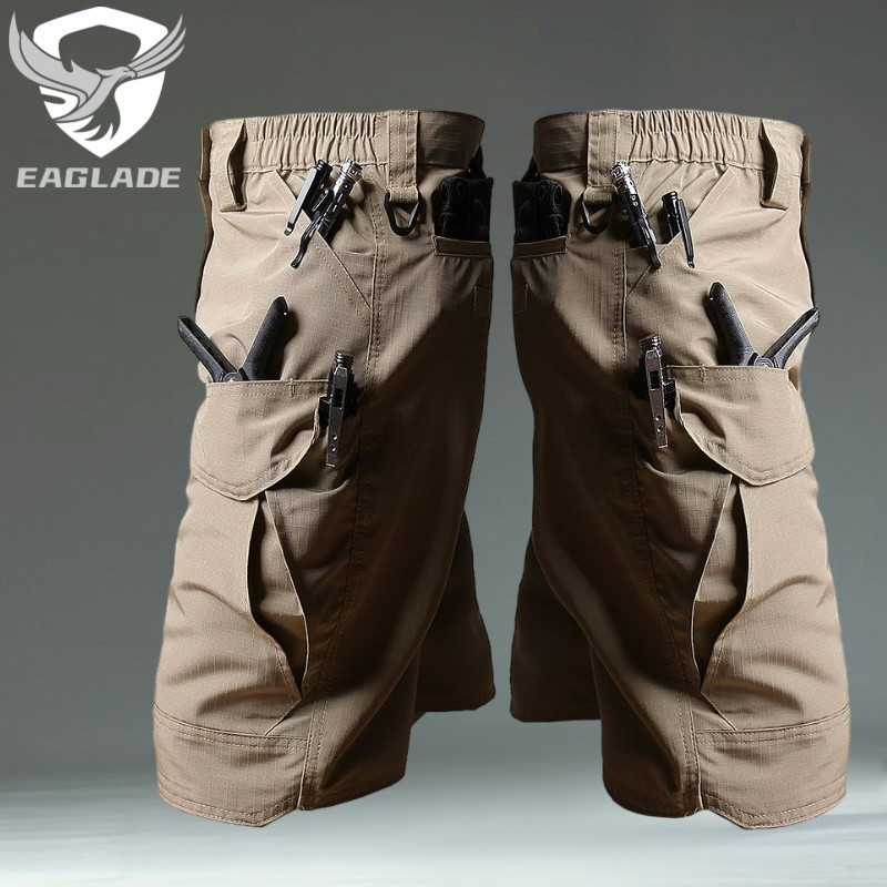 Eaglade กางเกงขาสั้นกางเกงคาร์โก้ยุทธวิธีสําหรับผู้ชาย JTIX5 ในสีกากี J10