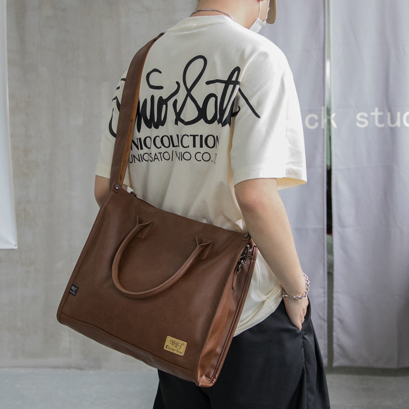 🌞SUNWISH🌞 -Threebox - No.6424 กระเป๋าเอกสารผู้ชายหนังกระเป๋าสะพายเกาหลีกระเป๋าสะพายข้างกระเป๋า Ipad