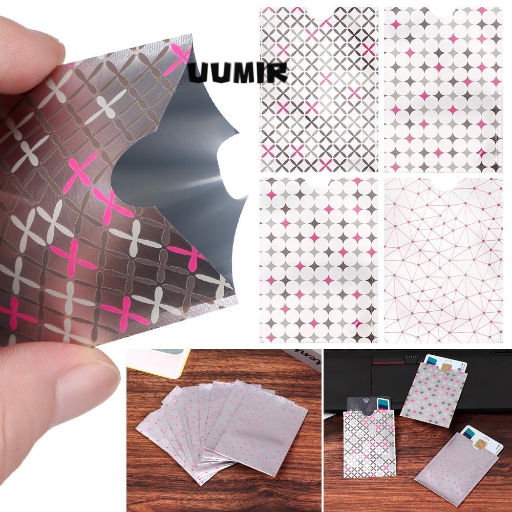 UUMIR 10 ชิ้นแขนกระเป๋าสตางค์อ่านอลูมิเนียม RFID ปิดกั้นฝาครอบป้องกัน
