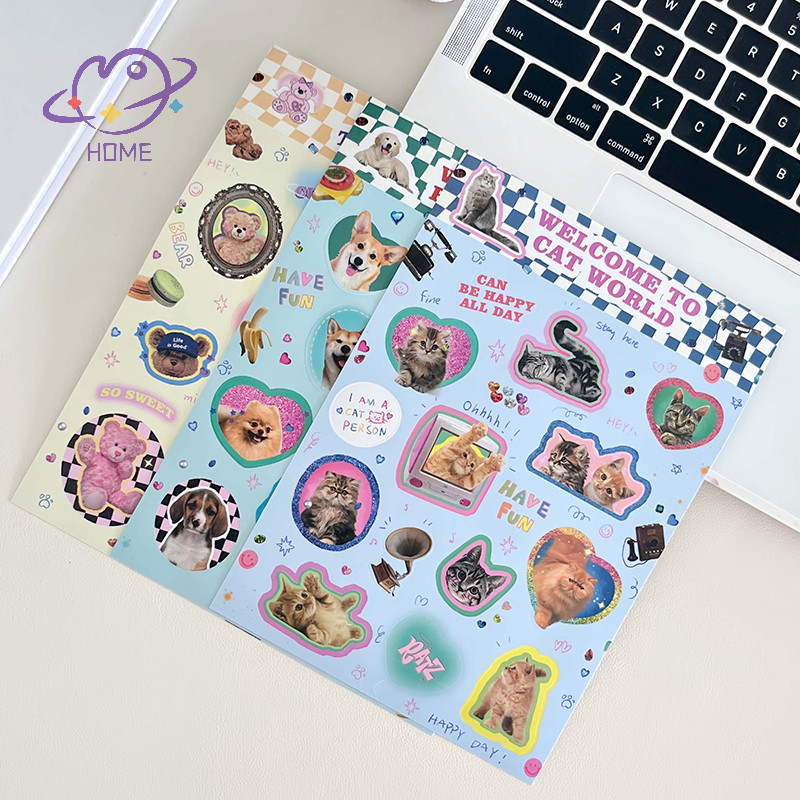 [mayhome] Retro American Style Animals Sticker Cute Cat Bear Diary Scrapbooking DIY ตกแต่งความงามแล็ปท็อปเครื่องเขียนสติกเกอร์ {TH}