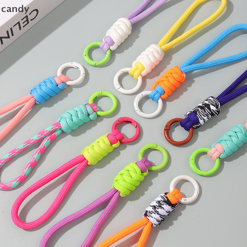 Ndy Paracord ถักพวงกุญแจทอเชือกเส้นเล็กหัวเข็มขัดฉุกเฉิน Survival Bagpack Key Ring Wristlet สายรัดรถ Trinket Key Holder N