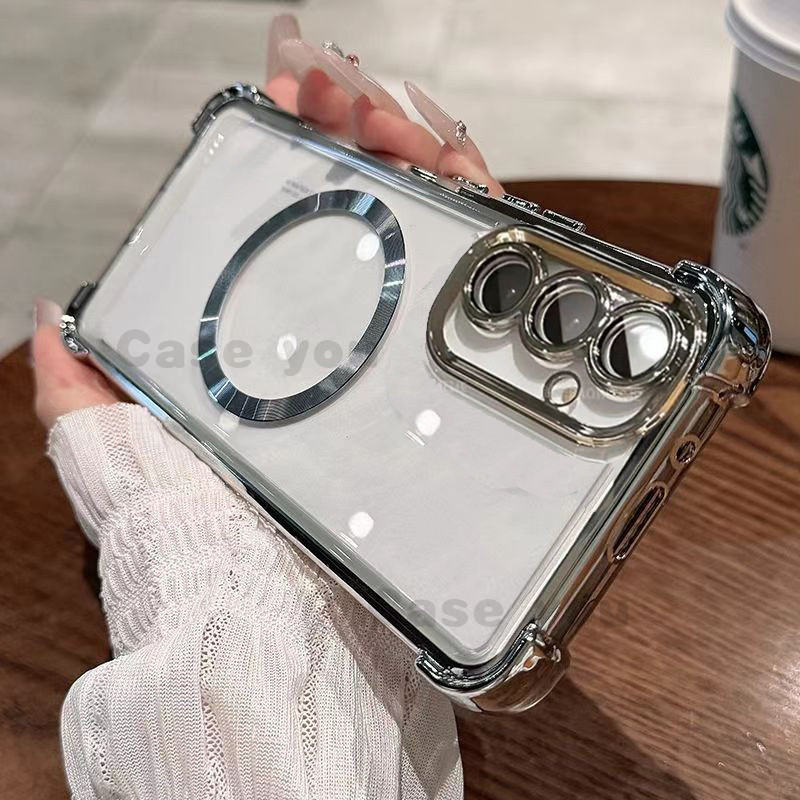 SAMSUNG กรณีแม่เหล็กสําหรับsamsung Galaxy A55 A35 A25 A15 A05S A14 A24 A34 A54 A04S A13 5Gนุ่มโปร่งใสAnti Dropเคสโทรศัพท์ในตัวเลนส์ฟิล์ม