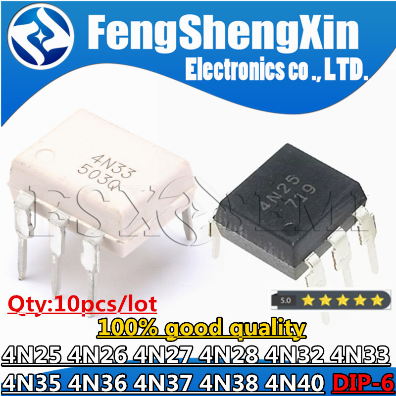 10 ชิ้น/ล็อต 4N25 4N26 4N27 4N28 4N32 4N33 4N35 4N35 4N37 4N38 4N40 DIP-6 IC Optocoupler