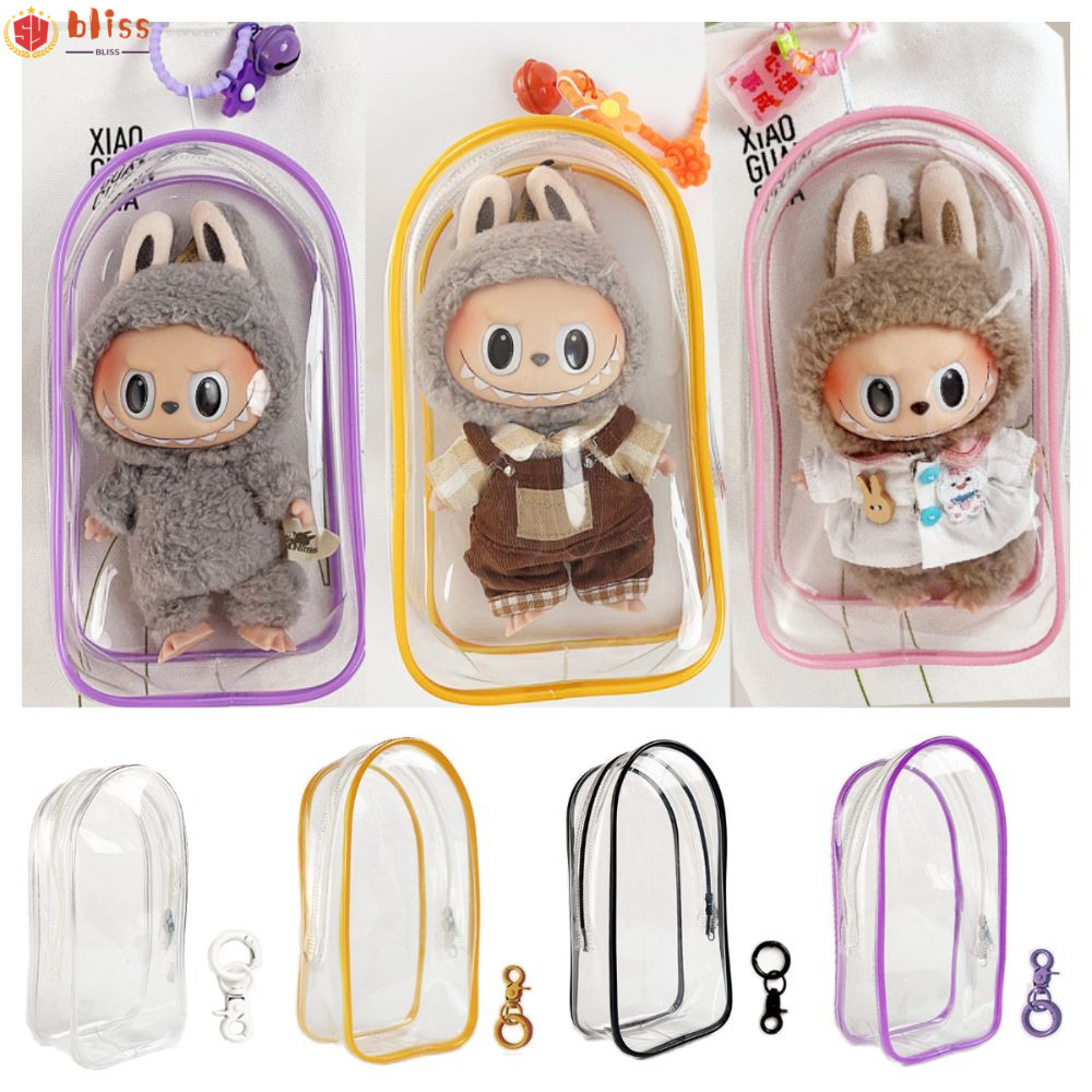 Blliss ตุ๊กตากระเป๋ากลางแจ้ง, กล่องแสดงตุ๊กตาหลากสีโปร่งใส, อุปกรณ์ตุ๊กตา กล่องเก็บของกันน้ําพลาสติก ตุ๊กตา
