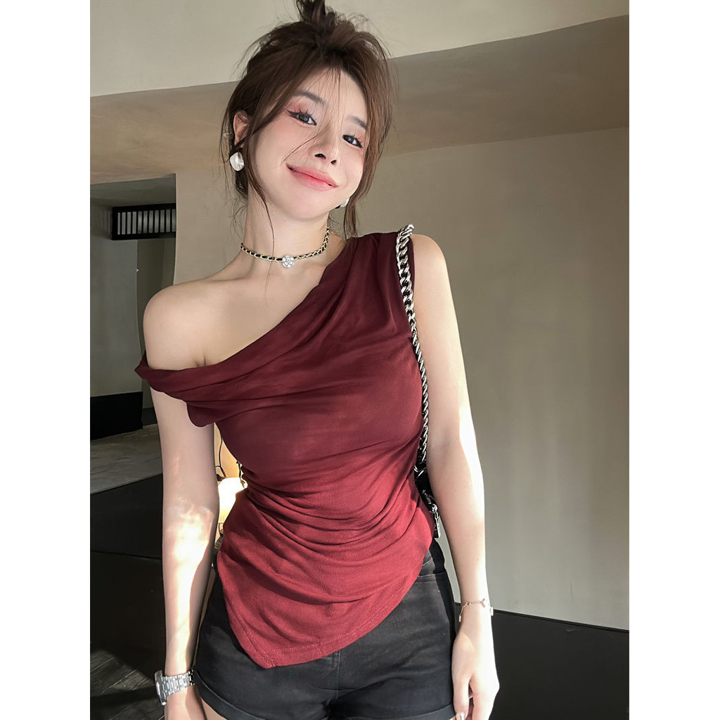 หลากหลายวิธีสวมใส่เสื้อกั๊กจีบผู้หญิงแคบ-เอว Slimmer ดูการออกแบบความรู้สึก All-Match อารมณ์อ่อนโยนแขนกุดด้านบน 7.28