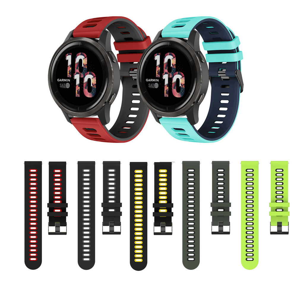 สายซิลิโคน 20 มม.22 มม.สําหรับ Garmin Venu3 Venu2 /Vivoactive 3 4 5 /vivomove3 HR/Venu 2 3 สองสี WatchBand ระบายอากาศสีนุ่มการจับคู่