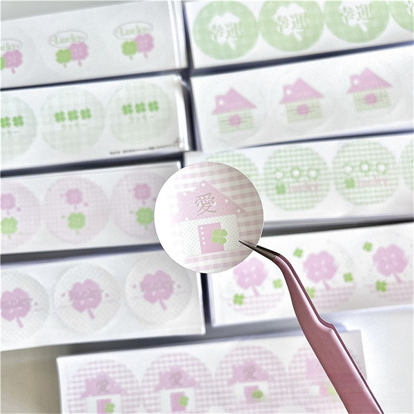 สตีฟ สุ่ม 5 แผ่น 20 ชิ้น โชคดี โคลเวอร์ บ้าน รอบปิดผนึกสติกเกอร์ภาพการ์ดบรรจุภัณฑ์วัสดุ