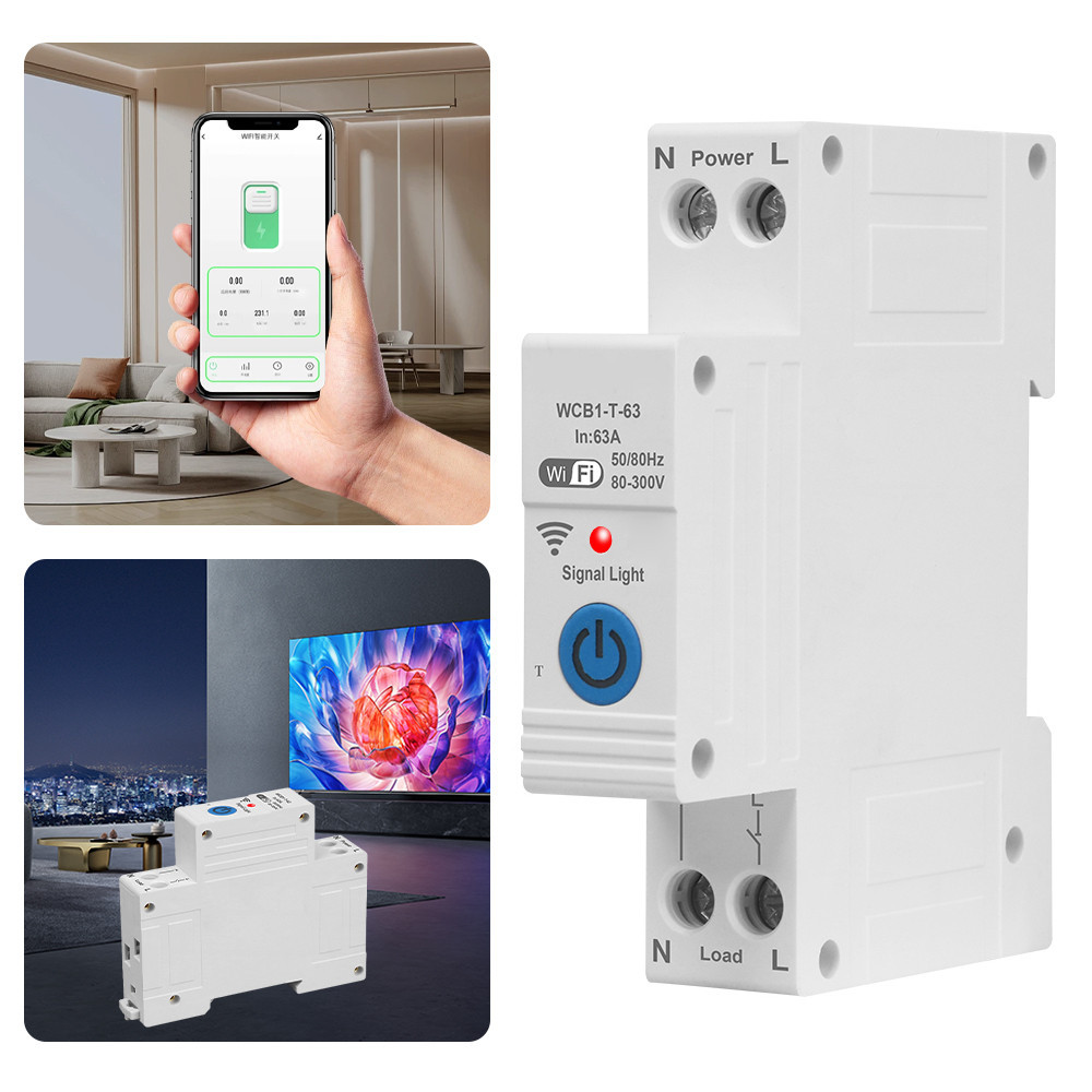 Ac220v 63A WCB1-T-63 WiFi รีโมทคอนโทรลสมาร์ท Circuit Breaker On-Off Timer Switch Circuit Breaker Protector