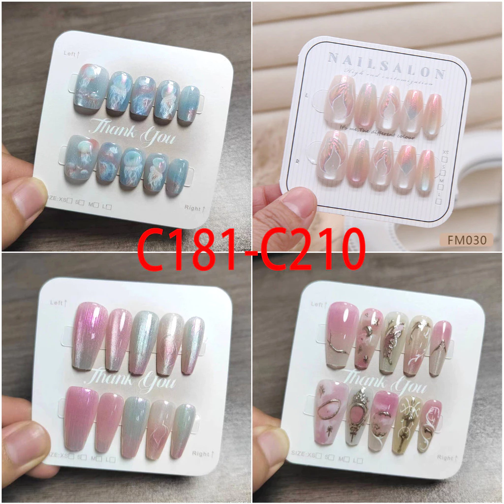 10 ชิ้น/เซ็ตเล็บปลอมที่ทําด้วยมือบรรเทาปลาหางออกแบบแมวตาเล็บปลอมเล็บปลอมด้วยกาว
