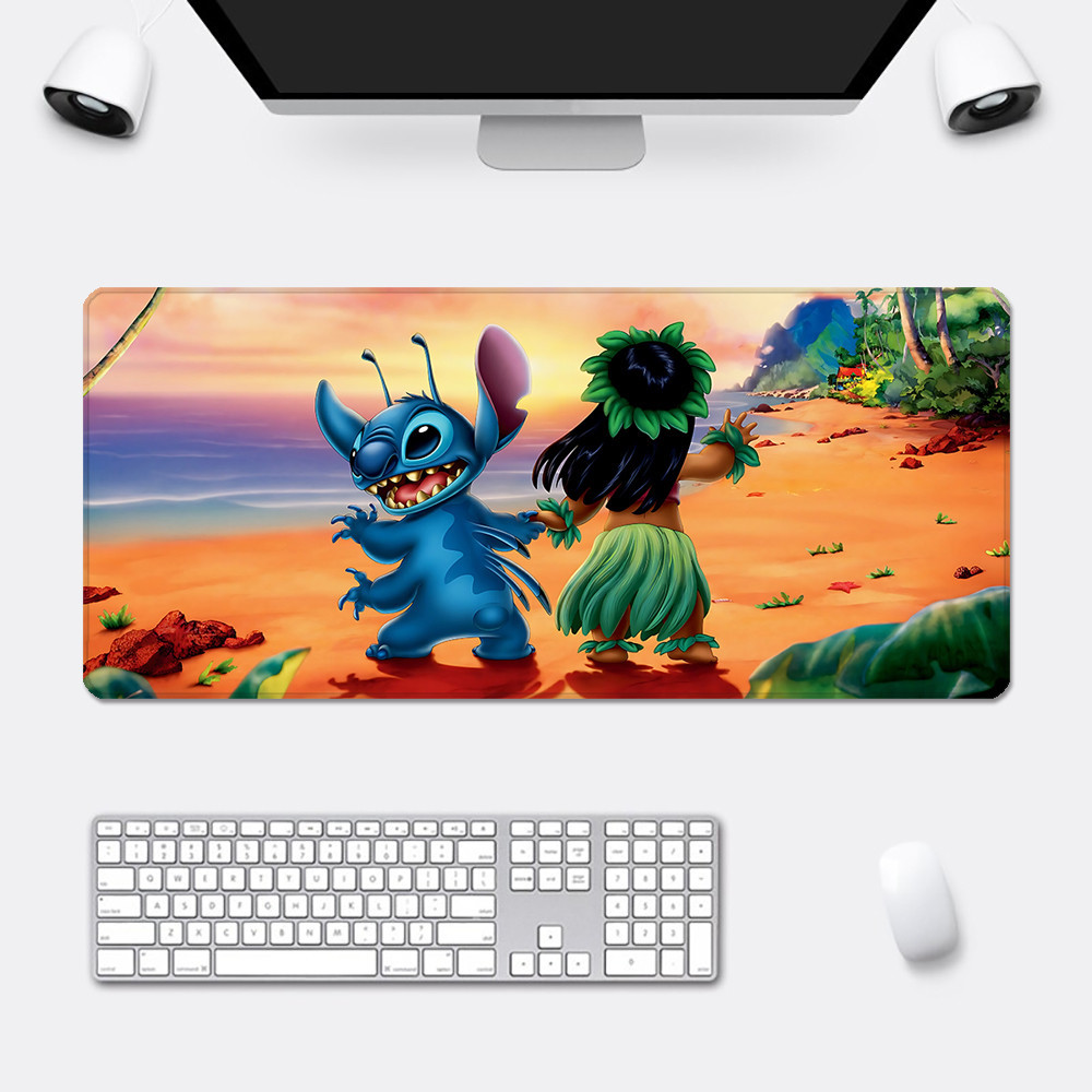 Disney น่ารักการ์ตูน Stitch Mousepad HD พิมพ์คอมพิวเตอร์ Gamers ล็อคขอบแผ่นรองเมาส์กันลื่น XXL90x40 ซม.คีย์บอร์ด PC โต๊ะ Pad