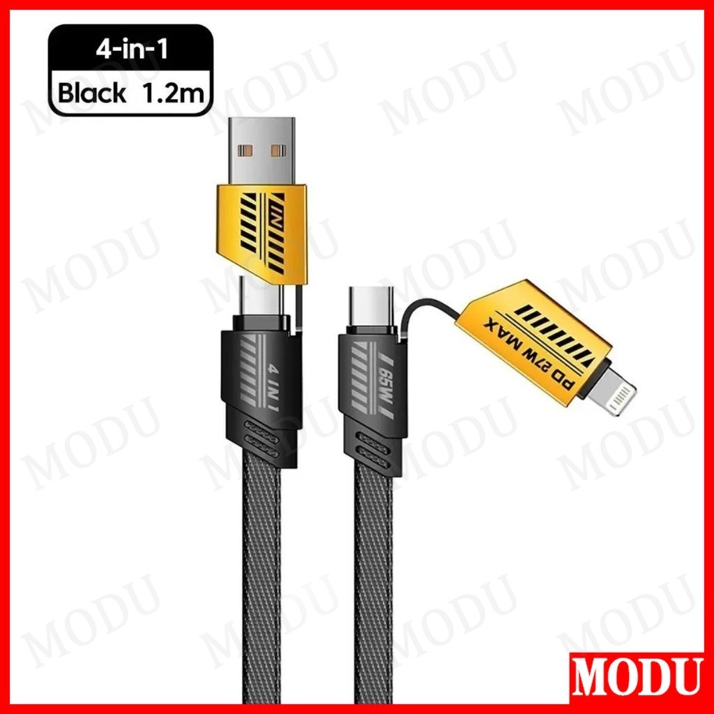 4 in 1 Fast สายชาร์จ PD 65W สาย USB Type C Dual Connector Lighting Mecha สไตล์ Fast Charge Data Cable สําหรับ iPhone Xiaomi - รูปที่ 4