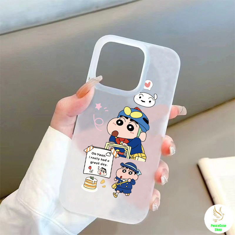 COD-ในไทย เคส เครยอนชินจัง ใส่ชุดนักเรียนไปโรงเรียน น่ารัก สำหรับiPhone 7 8 X 11 12 13 14 15 TPU โปร่งใส น้ำค้างแข็งเคส