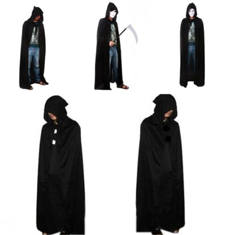 เสื้อคลุมมีฮู้ด Vampire Wicca Robe ยุคกลาง Witchcraft Cape คอสเพลย์เสื้อคลุมฮาโลวีนเครื่องแต่งกายชุดสีดํา