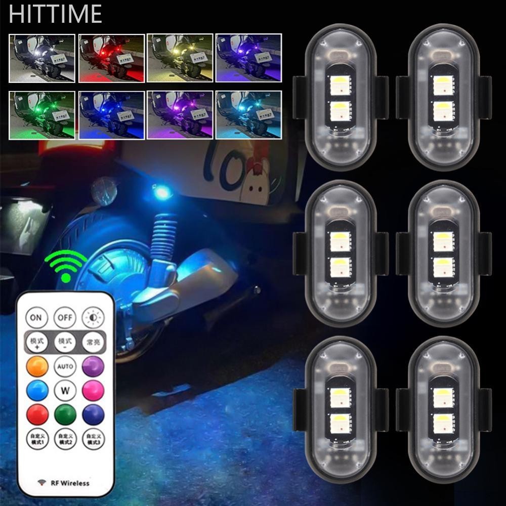 Hittime Universal รถจักรยานยนต์ RGB LED Strobe ไฟควบคุมสัญญาณ LED ตําแหน่งแฟลชไฟเตือนไฟไร้สาย A8Q1[O