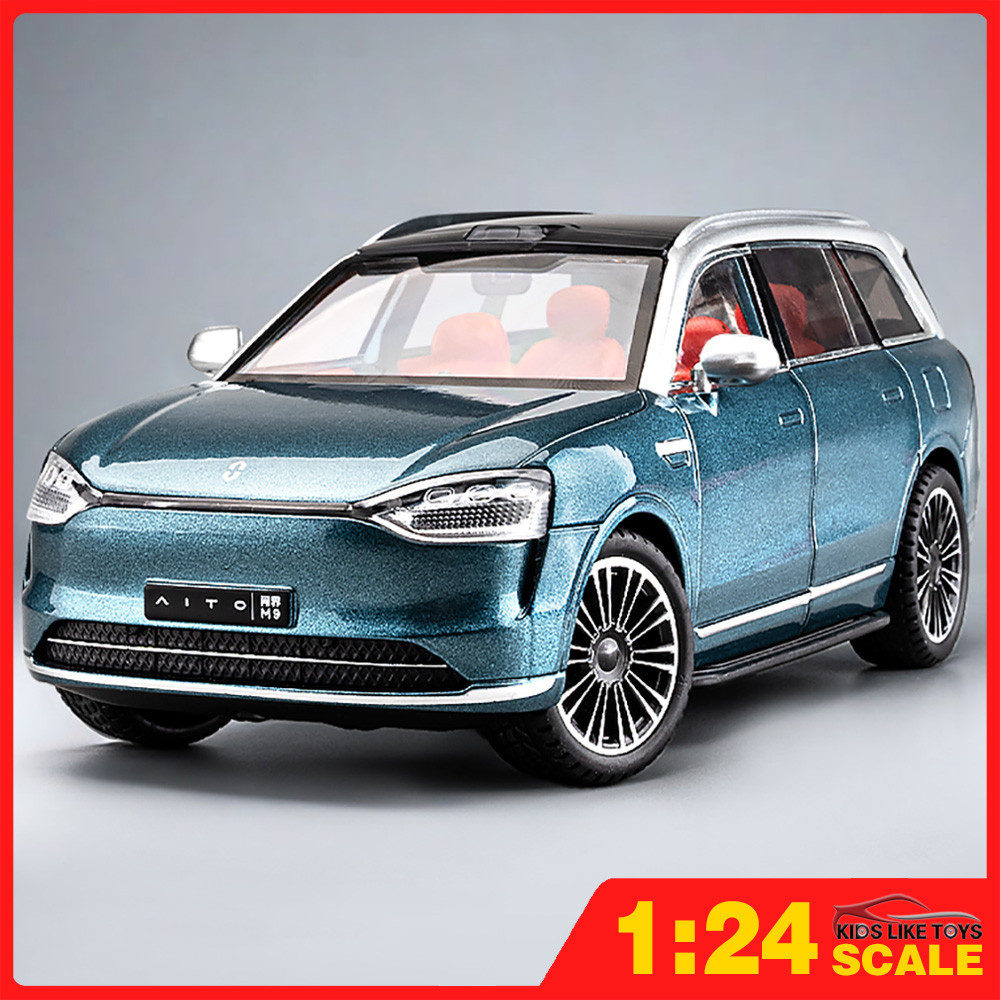Klt 1:24 AITO M9 SUV ใหม่พลังงานยานพาหนะโลหะของเล่นรถDiecastรถสําหรับชายเด็กจําลองเสียงแสงของขวัญงานอดิเรกคอลเลกชัน