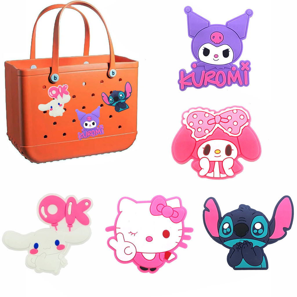 Sanrio Kurome อุปกรณ์กระเป๋าซานริโอสุดน่ารัก อุปกรณ์กระเป๋าชายหาด Melody Hello Kitty ซินนามอนสุนัข หัวเข็มขัดตกแต่ง ขนาด 15มม