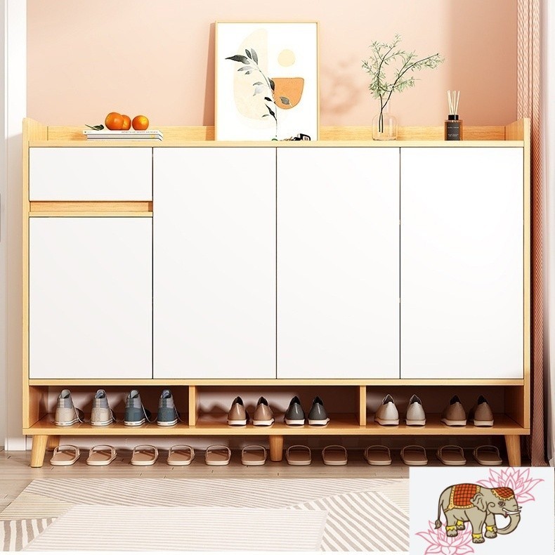 ตู้เก็บรองเท้า MDF สไตล์ IKEA เรียบง่าย ราคาไม่แพง ความจุขนาดใหญ่ ในห้องนั่งเล่น ตู้เก็บของ ชั้นวางร