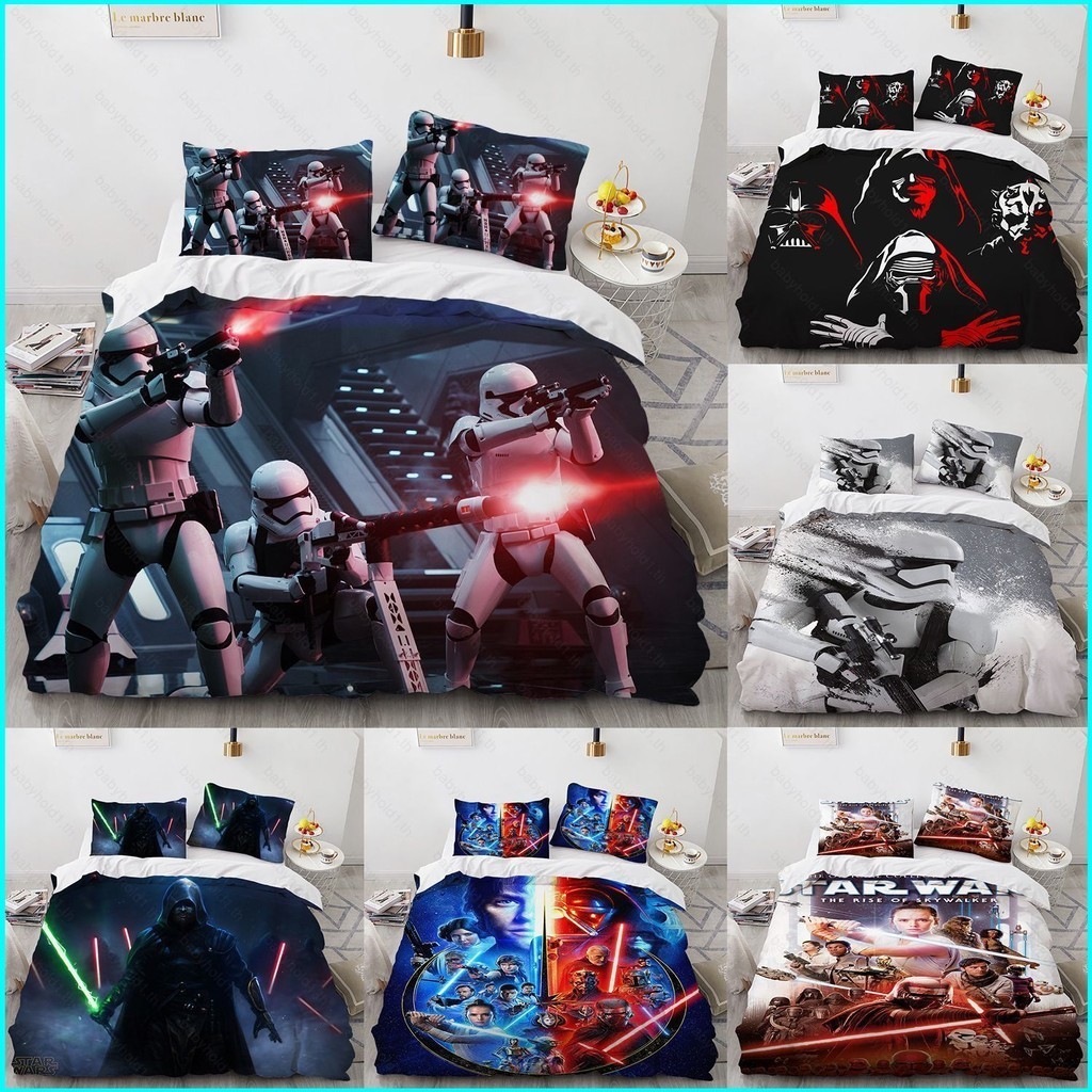 Rt Star Wars 3IN1 ชุดผ้าปูที่นอนผ้านวมปลอกหมอนคุณภาพพรีเมี่ยมชุดเครื่องนอนบ้านห้องนอนล้างทําความสะอา