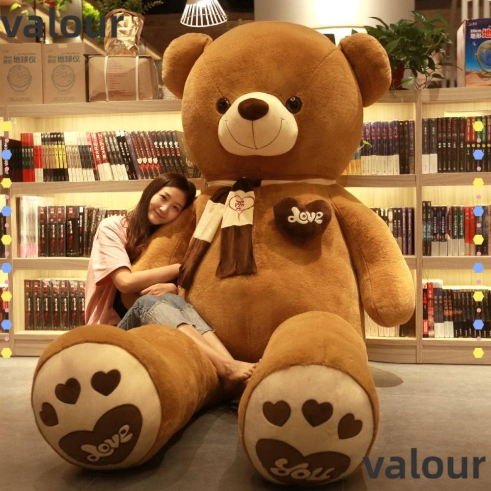Valour ตุ๊กตาหมี ของเล่นตุ๊กตา, PP Cotton Fill Giant Teddy Bear Pillow, Brown Pink 80CM Soft Teddy Bear