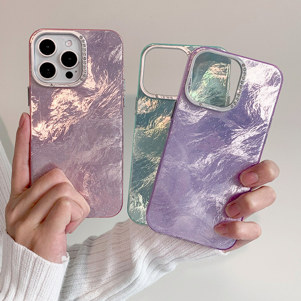 หรูหราเลเซอร์ฟอยล์ดีบุกรูปแบบเคสโทรศัพท์สําหรับiphone 15 14 Pro Max 11 12 13 Plus XR XS 7Plus 8Plus Blingชุบเพชรเลนส์Scratch-ทนกันกระแทกฮาร์ดโทรศัพท์ปกหลัง