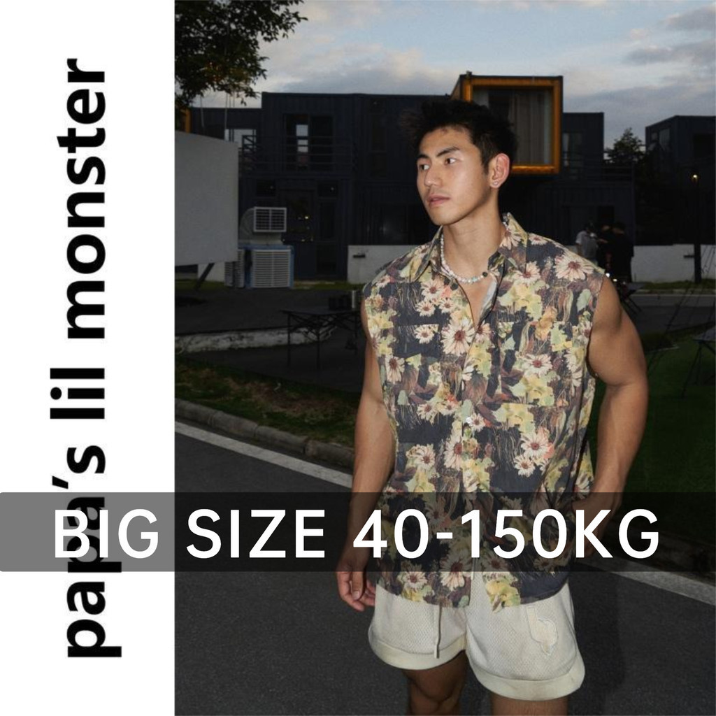 < ไซส์ใหญ่ > เสื้อกั๊กทรงหลวมสําหรับฤดูร้อนสไตล์ใหม่สําหรับผู้ชายกระเป๋าคู่แขนกุด