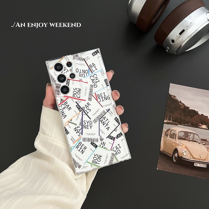 สีขาว Boarding Pass Plane Ticket เคสโทรศัพท์สําหรับ OPPO Reno 12 11F 11 10 Pro 8T 8 7z 8z 5F 5 7 5G กันกระแทกซิลิโคนนุ่ม