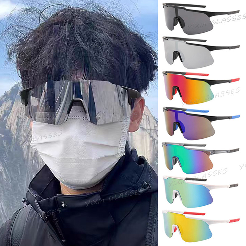 กรอบสีดําน้ําเงินขี่จักรยานแว่นกันแดดสําหรับผู้ชายผู้หญิงขี่กีฬากลางแจ้งม่านบังแดดป้องกันรังสีอัลตราไวโอเลตจักรยานเฉดสีสําหรับผู้ชา ยูวี400