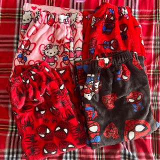 Sanrio Spider Man Hello Kitty Y2k Kawaii Anime Flannel ชุดนอ…